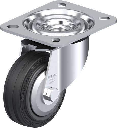 Blickle L-VPP 80G-FA Lenkrolle aus Stahl und Kunststoff, Durchmesser: 80 mm, Tragfähigkeit: 50 kg, Farbe: Schwarz/Grau, verzinkt - Bild 1