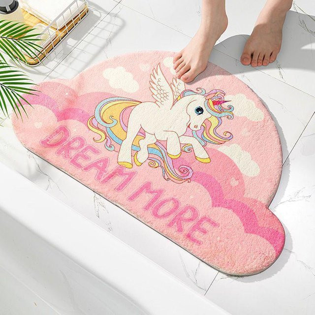 Rutschfeste und feuchtigkeitsableitende Fußmatte für Badezimmer und Eingangsbereich in Pink, B/B: 40 x 60 cm - Bild 1