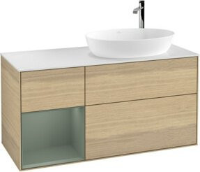 V&B Waschtischunterschrank Finion Wandbeleuchtung in Weiß mit Eichenlackierung B: 120 cm, T: 50,1 cm, H: 50,1 cm - Bild 1