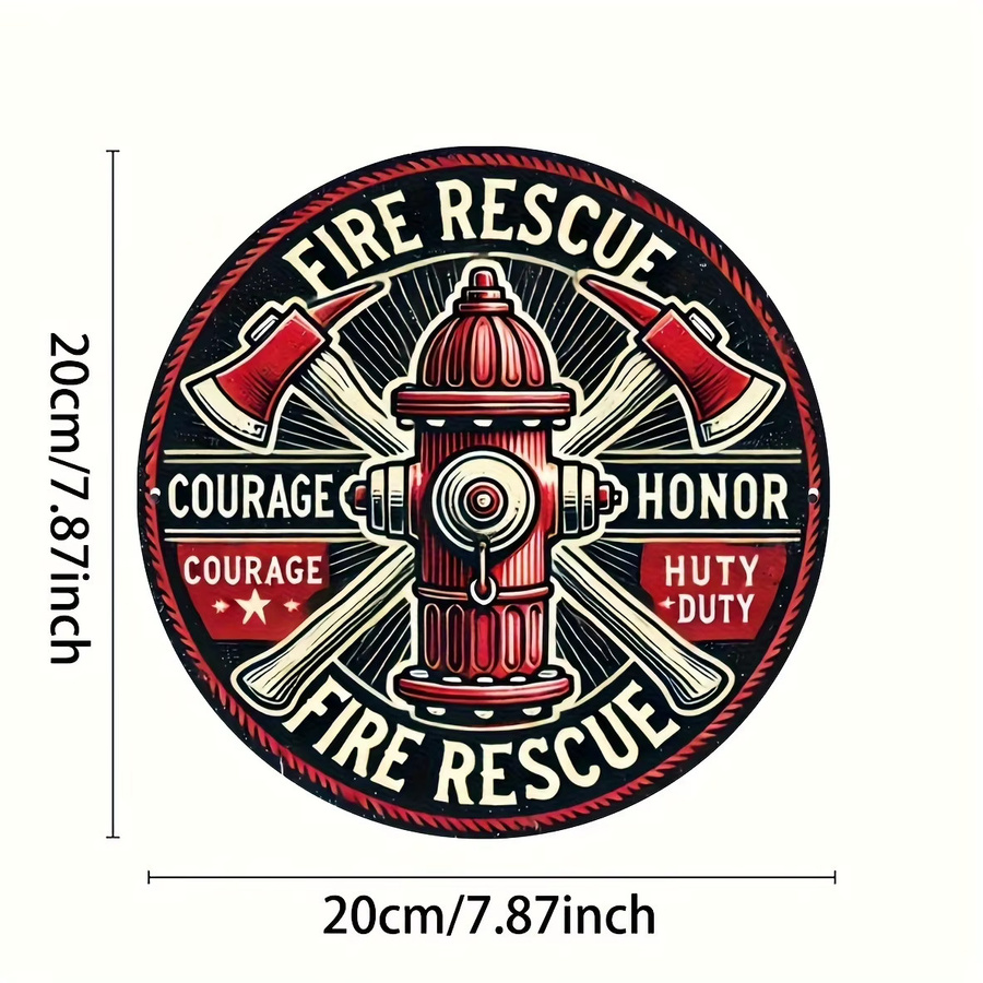 Rundes Metallschild Potdemiel Vintage Fire Rescue in Rot, Durchmesser: 20 cm - Bild 2