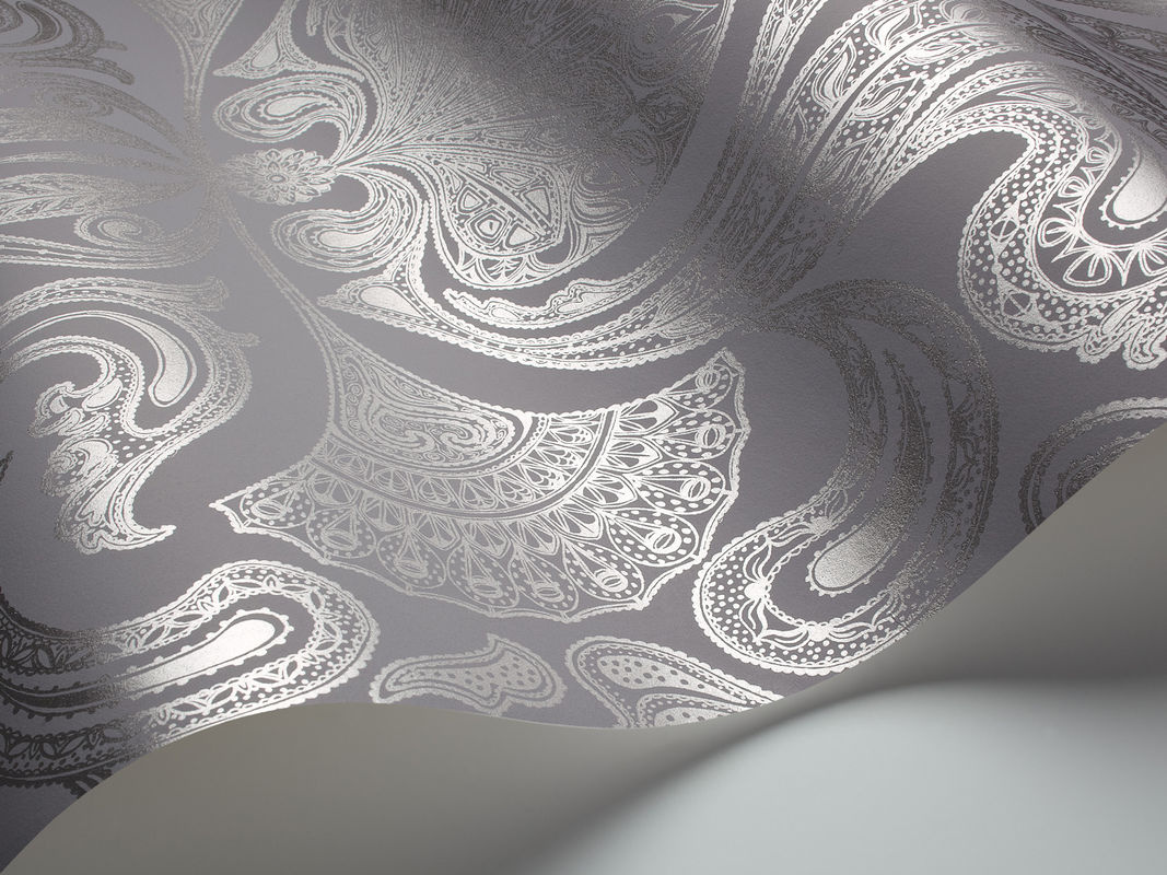 Cole & Son Tapete Malabar Abstract Paisley in Silber auf Grau Vlies-Tapete - Bild 2