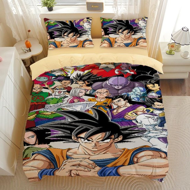 Dragon Ball Bettwäsche-Set Binchi Fitness mit Goku Super Saiyan Motiv, 3D-Druck, mehrfarbig, Bettbezug und Kissenbezug, Breite: 178 cm, Höhe: 218 cm - Bild 1