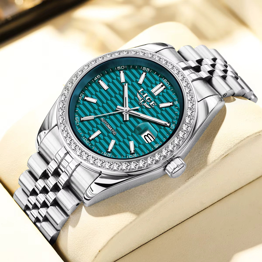 LIGE Armbanduhr Edelstahl, Automatik, Diamant, Herren - Bild 6