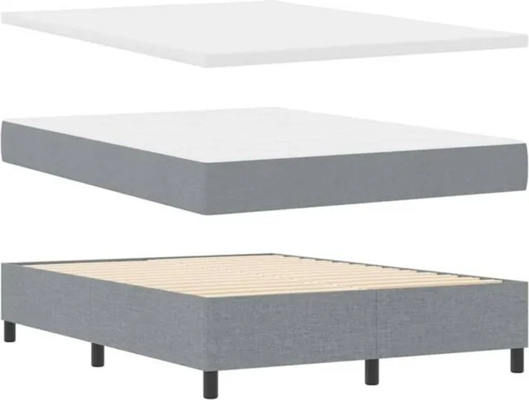 vidaXL Boxspringbett mit Matratze aus Stoff in Grau, B/T: 140 x 200 cm - Bild 1