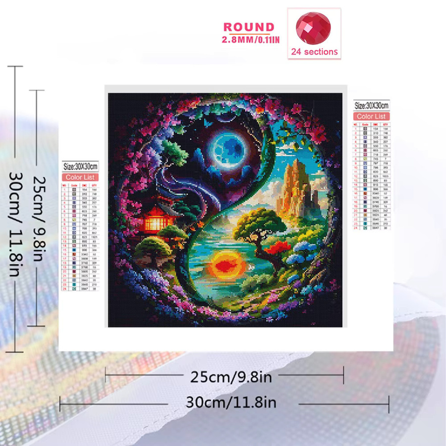 Evershine 5D Diamantstickerei Landschaft Tai Chi Mosaik Bild mit Strass Blumen in Multicolour als handgemachtes Geschenk - Bild 2
