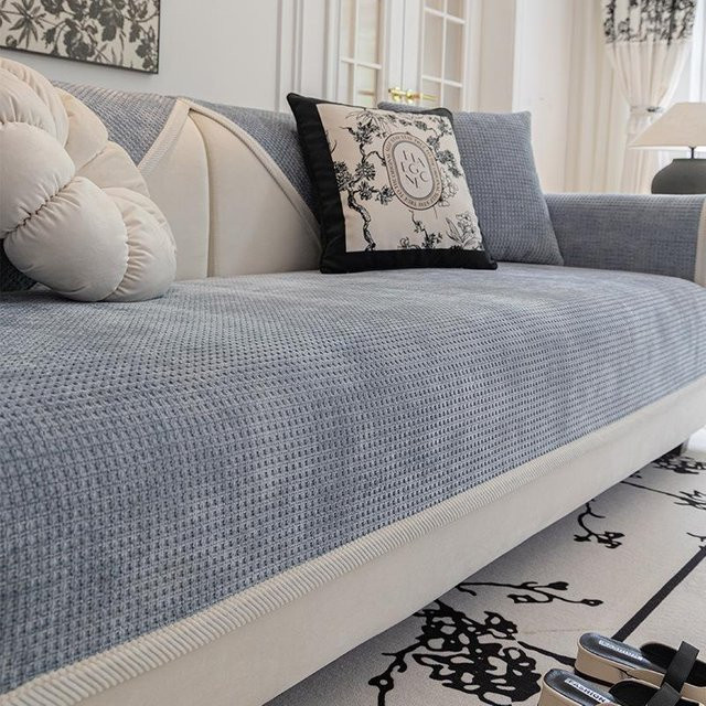 Super Six Sofa-Sitzkissenbezug aus Mikrofaser, einfarbig Grau, abnehmbar und staubdicht, Breite: 70 cm, Breite: 70 cm - Bild 1