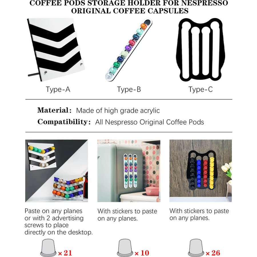 Dalinwell Acryl Kaffee Kapselhalter Transparent Aufbewahrungssystem für Nespresso Original Kapseln - Bild 2