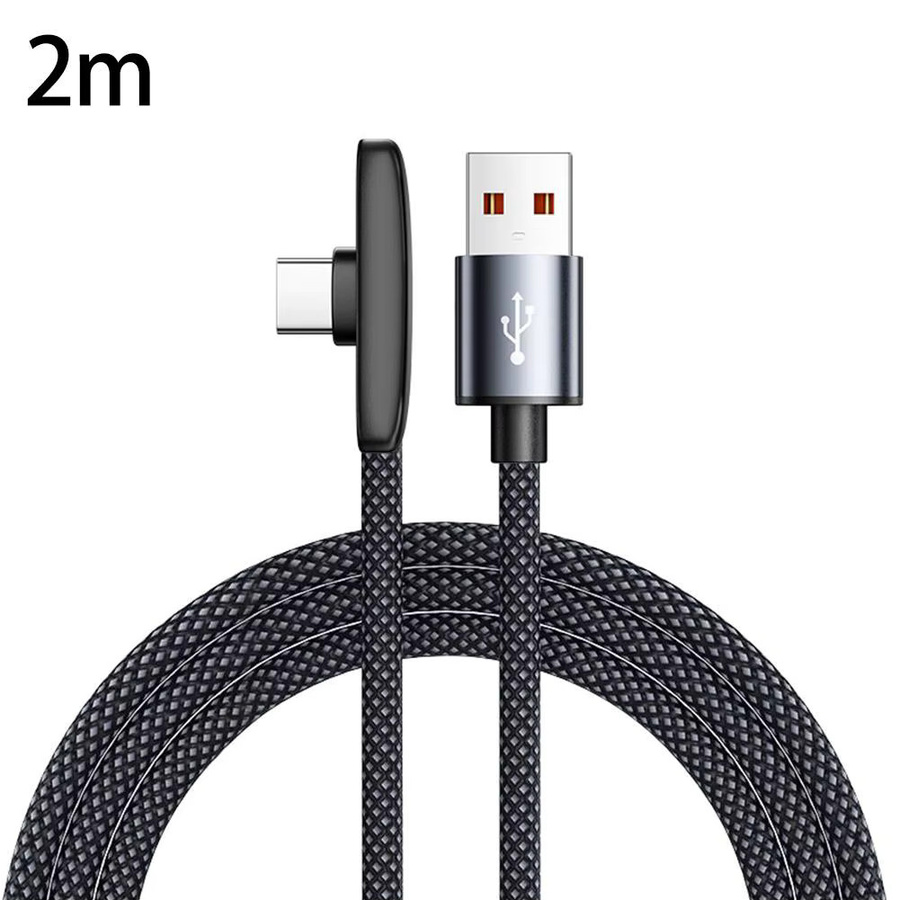 USB-C-Ladekabel mit 90-Grad-Winkel in Schwarz, 100 W geflochtenes Datenkabel für superschnelles Laden und mobiles Gaming - Bild 5