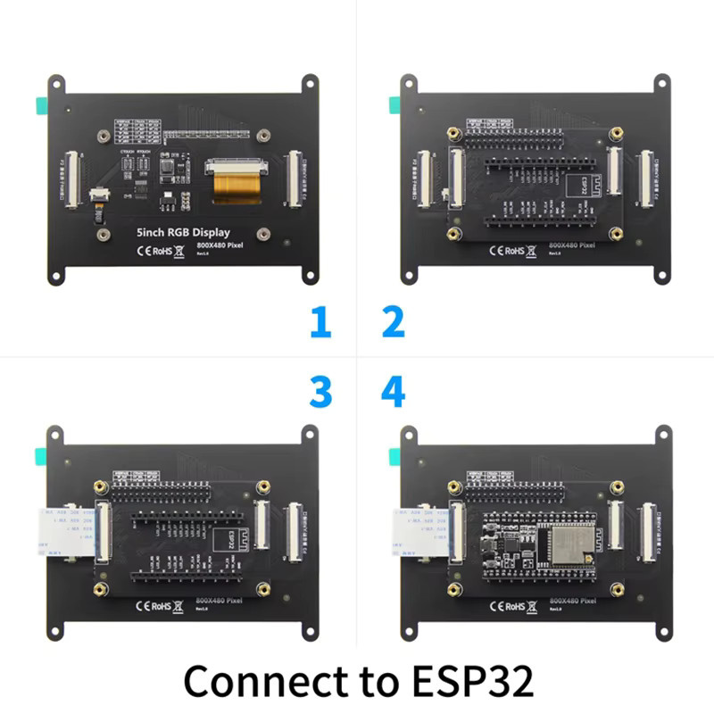 FUNKEYDO 5 Zoll RGB-LCD-Bildschirm mit IPS/TN-Touchscreen Modul in Schwarz für Wildfire, STM32 und ESP32, Auflösung 800 x 480 Pixel - Bild 4