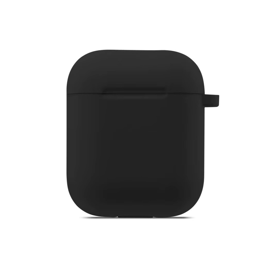 Silikon-Schutzhülle für Apple AirPods 2 und 1 mit Schlüsselanhänger in Rot und Schwarz - Bild 1