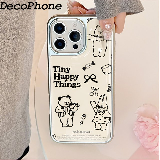DecoPhone Epoxid-Handyhülle mit Bären- und Kaninchen-Design und Fallschutz für iPhone 11 bis iPhone 17 Pro Max AIR PLUS - Bild 1