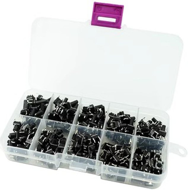 Si Tai&SH Taktiler Drucktastenschalter-Kit mit 200 Stück in 10 Modellen, DIP 4P Mikroschalter 6x6 mm, Farben: Beige und Schwarz, Höhe: 4,3 mm bis 13 mm - Bild 1