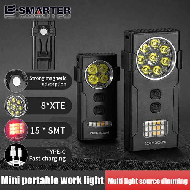 ESMARTER Wiederaufladbare LED-Taschenlampe als EDC-Schlüsselanhänger in Schwarz mit Magnet und 10 Beleuchtungsmodi, wasserdicht und tragbar für Garten und Arbeit - Bild 1