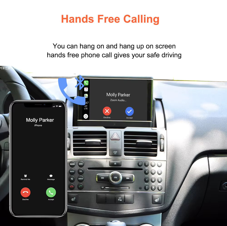 Bonroad Wireless CarPlay und Android Auto Nachrüst-Kit für Mercedes Benz C-Klasse W204, E-Klasse W212 und GLK X204 mit NTG 4.0 Schnittstelle - Bild 3