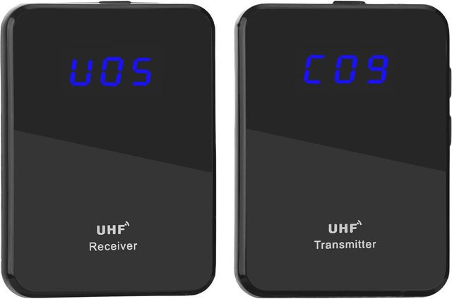Fishine Drahtloses UHF-Ohrhörer-Monitor-Übertragungssystem mit Sender und Empfänger Plug-and-Play Schwarz - Bild 1