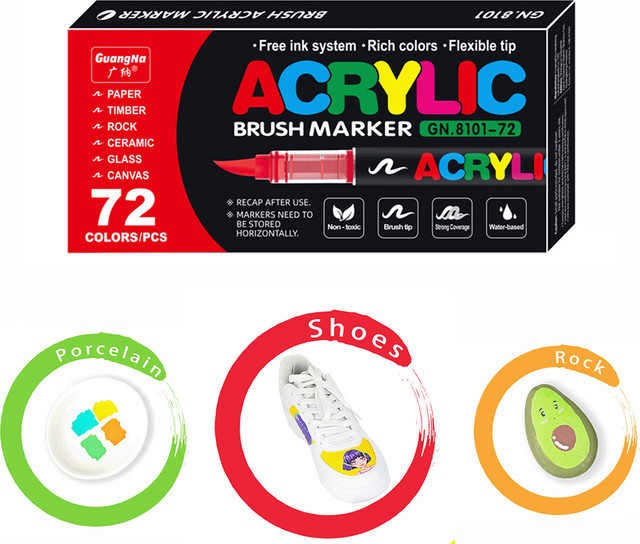 72 Farben Acryl-Marker Pinselstifte in Multicolour für Stoff, Stein, Keramik, Glas, Leinwand und Holz - Bild 1