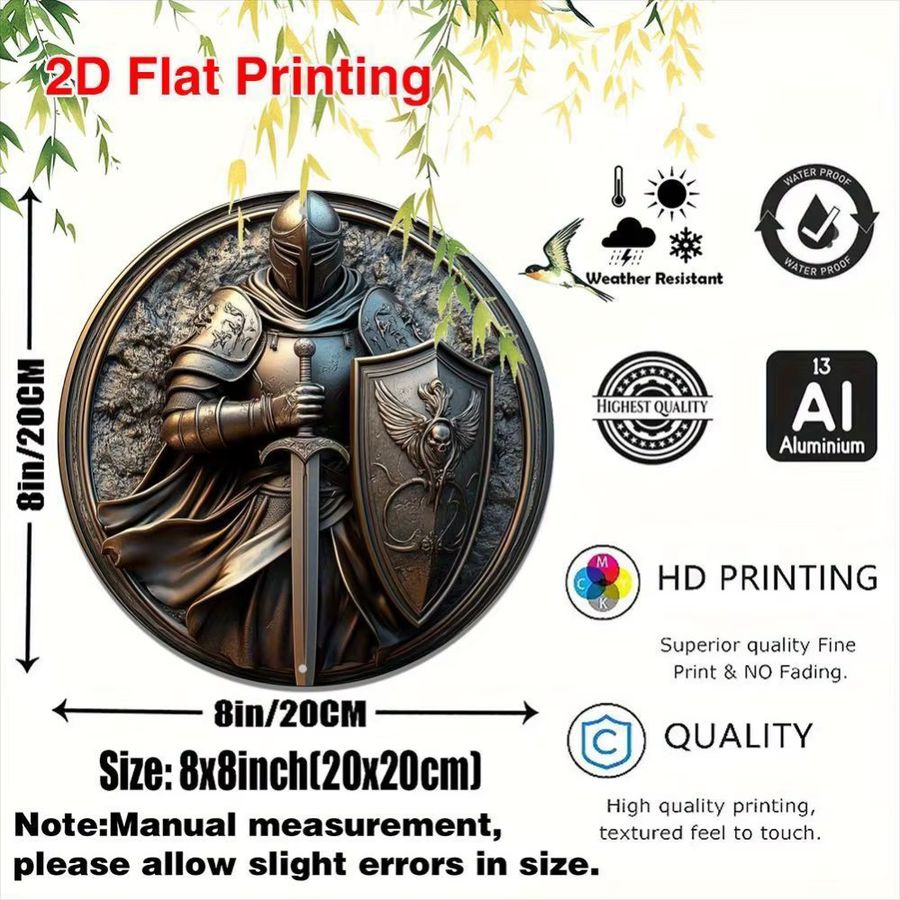 HELLOYOUNG Ritterschwert und Schild aus Aluminium zur Wanddekoration, B/B/H: 20,3 x 20,3 x 20,3 cm - Bild 2