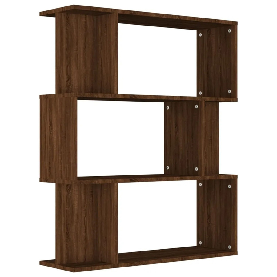 vidaXL Bücherregal und Raumteiler aus Holzwerkstoff in Braun Eiche, B/T/H: 80 x 24 x 96 cm - Bild 2
