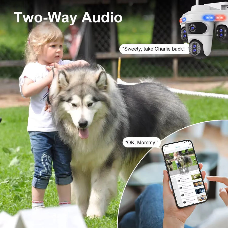 Devoccvo 35MP WLAN IP-Kamera mit 4 Bildschirmen, 7 Linsen und 10-fach Zoom, Outdoor PTZ Sicherheitskamera mit Auto-Tracking in Weiß - Bild 4