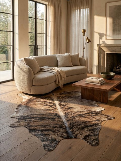 Flachwebteppich Kadima Design GASTEIN in Rindsleder-Optik aus Polyester, Braun, B: 150 cm, T: 200 cm - Bild 1