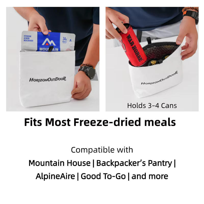HODR GEAR Outdoor Tyvek Isolierte Lebensmitteltasche in Weiß für gefriergetrocknete Mahlzeiten und Campingausrüstung - Bild 6