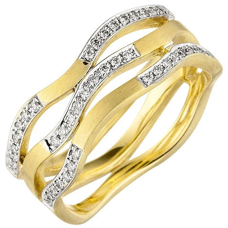 Colfem Ring 585 Gelbgold, matt, 42 Diamanten, Damen, Ringgröße 56 - Bild 1