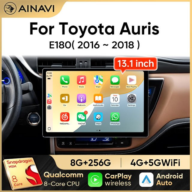 Ainavi Autoradio mit 13,1 Zoll Display für Toyota Auris 2016-2018 und Corolla E180 Altis Hybrid mit Carplay und Android Auto in Schwarz - Bild 1
