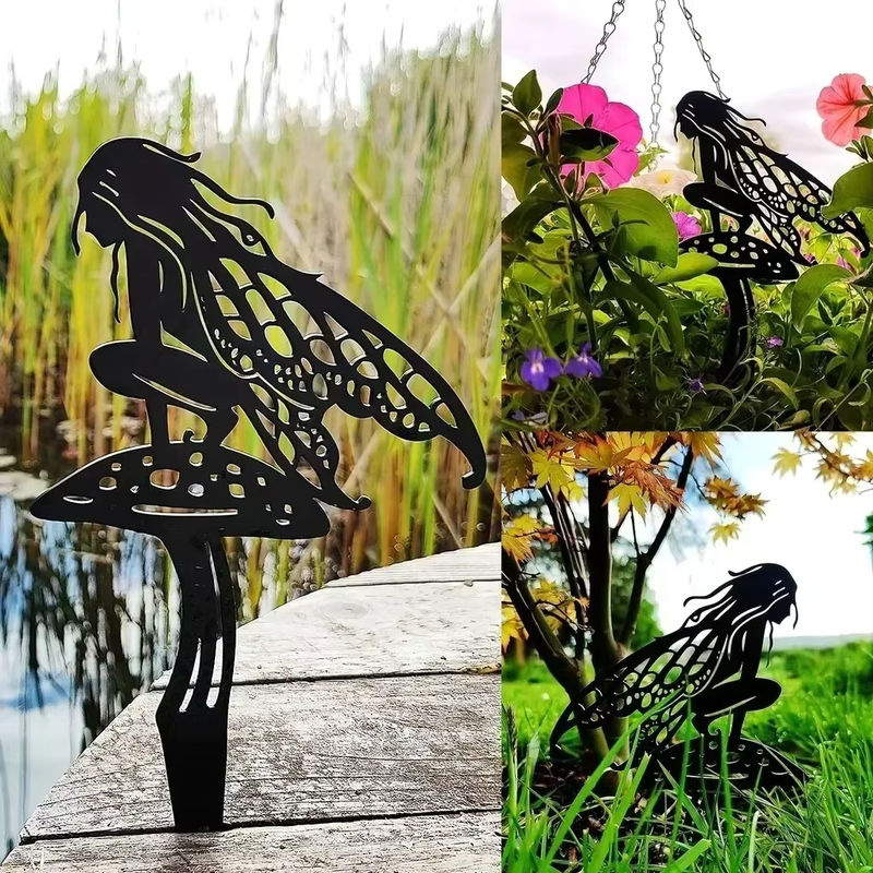 CIFBUY Gartenfeen-Außendekoration aus Metall in Schwarz für Garten und Terrasse - Bild 4