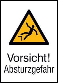 SafetyMarking Warnschild Vorsicht Absturzgefahr aus Aluminium in Gelb, B: 26,2 cm, H: 37,1 cm - Bild 1