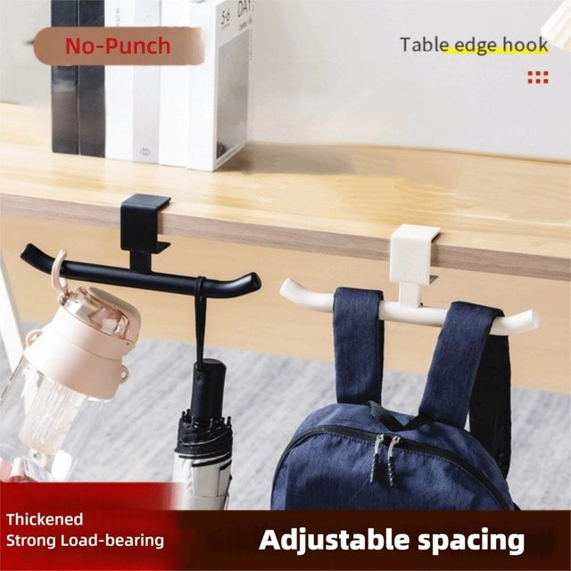 Universeller Schreibtischhaken aus Stahl in Beige zum Aufhängen ohne Bohren, verstellbarer Seitenhaken als Schulranzenhalter für deinen Büro-Schreibtisch - Bild 1