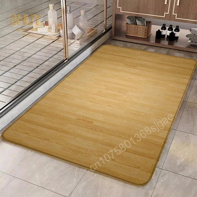 BC-Warm Home Rutschfeste Fußmatte mit Holzmaserung in Beige, B/B: 80 x 50 cm - Bild 1