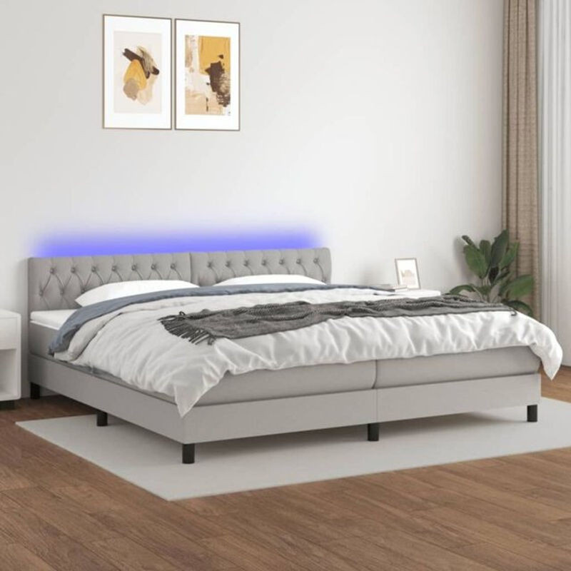 vidaxl Boxspringbett mit Matratze aus Stoff in Grau, B/T/H: 200 x 200 x 78 cm - Bild 1