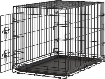 FEANDREA Faltbarer Hundekäfig mit 1 Tür und Kunststoffschale, Schwarz, B/T/H: 92,5 x 58,2 x 63,4 cm - Bild 1