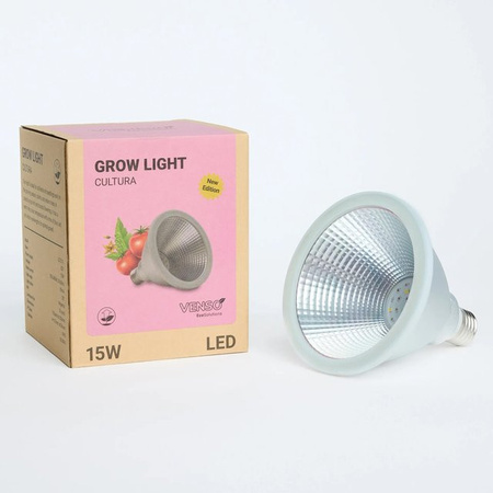 Venso Cultura LED-Pflanzenlampe E27 mit 15 W für Anzucht, Wachstum und Blüte in Weiß