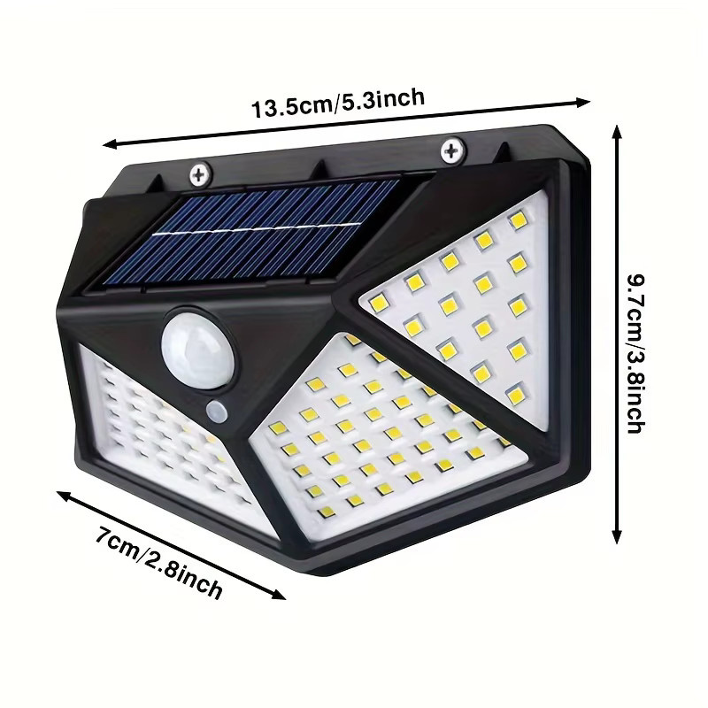 SETONR Solar-Wandleuchten mit Bewegungssensor und 100 LED, IP44 wasserdichte Solar-Außenleuchten in Schwarz für Garten und Terrasse - Bild 3