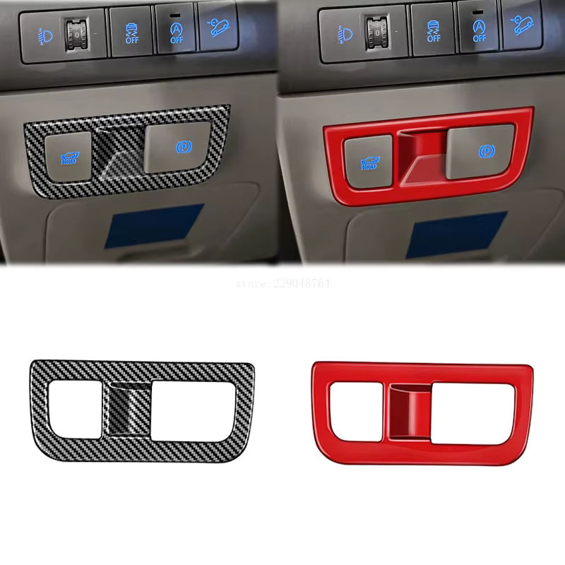 Fensterheber-Schalterabdeckung und Klimaanlagen-Auslassabdeckung für Hyundai Kona 2024 2025 aus ABS und Carbonfaser in Rot/Schwarz - Bild 2