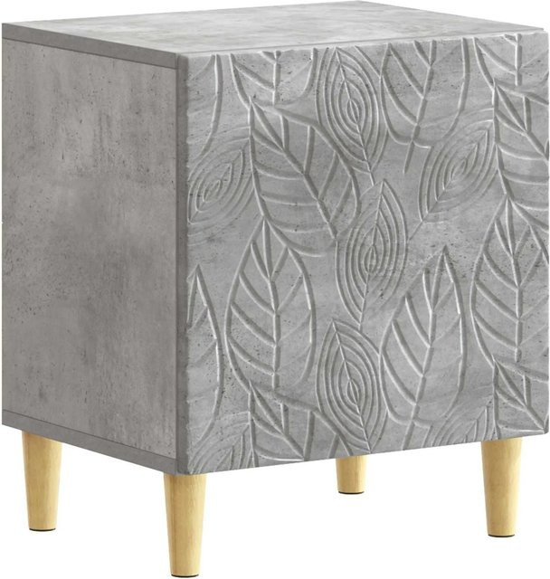 vidaXL Nachttisch in Betongrau aus Holzwerkstoff und Eukalyptus, modern, B: 43 cm, T: 34,5 cm, H: 50 cm - Bild 1