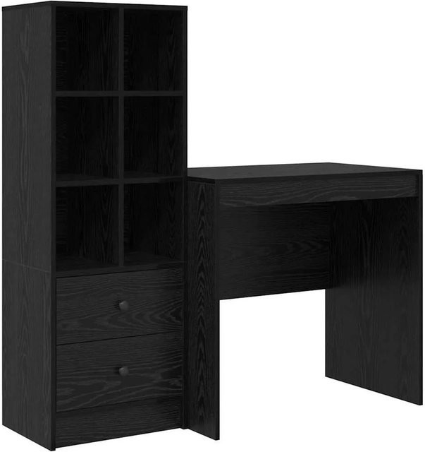 vidaXL Schreibtisch und Hochboard Set in Schwarz und Eichen-Optik - Bild 1