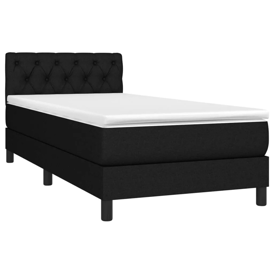 vidaXL Boxspringbett mit Matratze in Schwarz, Hybridbett mit LED-Unterbettbeleuchtung und USB-Ladeanschluss, B/T: 80 x 200 cm - Bild 2