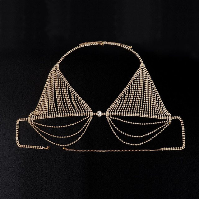 Körperkette Damen, Strass, Kristall, Brown, Gold - Bild 1