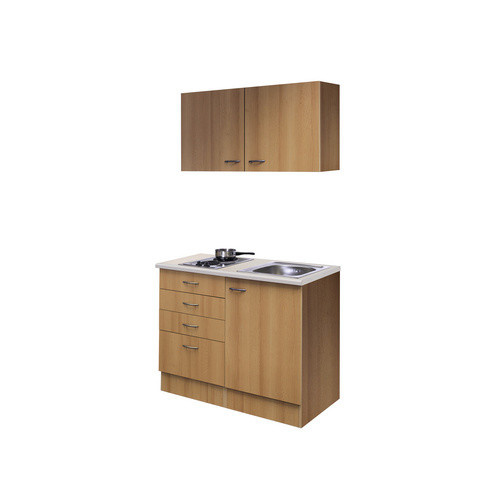 Flex-Well Miniküche Nano in Buche Nachbildung mit E-Geräten, Farbe Braun, B/T/H: 100 x 57 x 187 cm - Bild 2