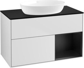V&B Finion Waschtischunterschrank und Wandbeleuchtung in Blau und Weiß lackiert, Breite: 100 cm, Tiefe: 50,1 cm, Höhe: 50,1 cm - Bild 1