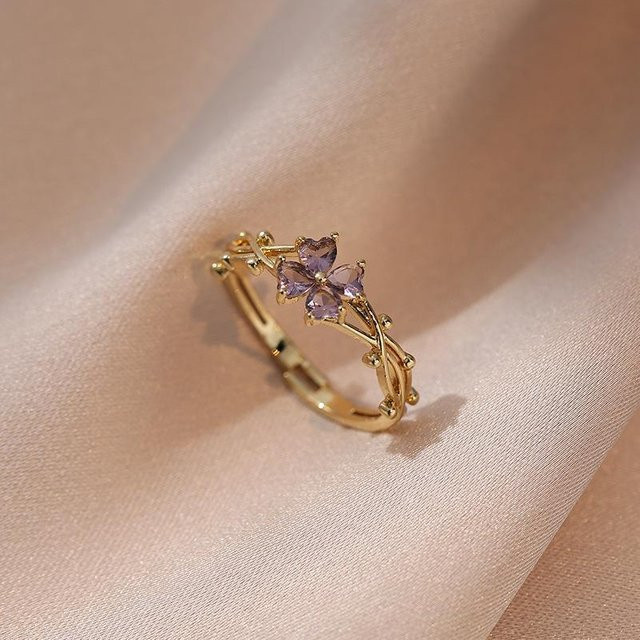 Happypilot Ring, lila, Blüten, Kristall, Damen - Bild 1