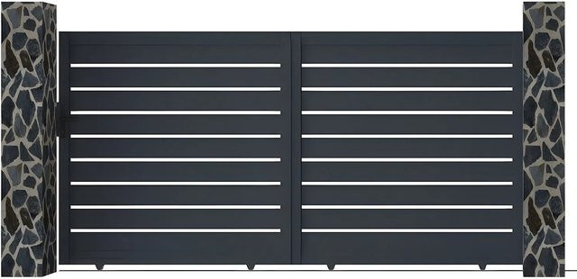 Vente-unique Schiebetor Primo aus Aluminium in Anthrazitgrau, Breite: 348 cm - Bild 1