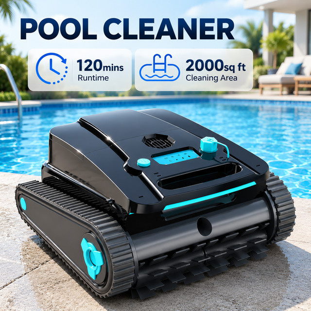 Vastorm H2 Roboter-Poolreiniger in Schwarz mit 120 Minuten Laufzeit für Wände und Wasserlinien - Bild 1
