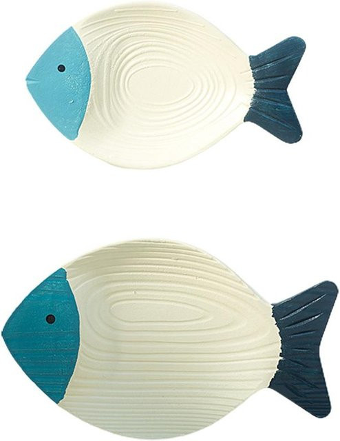 TOMTOP JMS Holzfisch-Ornament in Beige als maritime Wandkunst zum Aufhängen - Bild 1