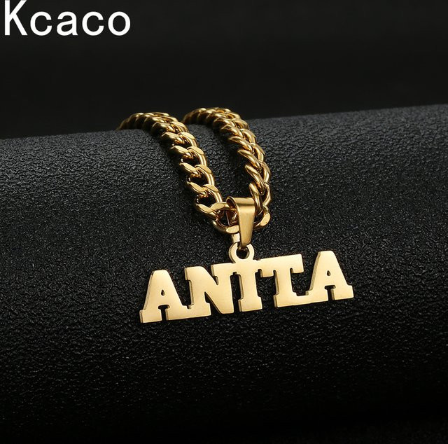 Kcaco Namensketten-Anhänger, Edelstahl, Gold, Unisex - Bild 1