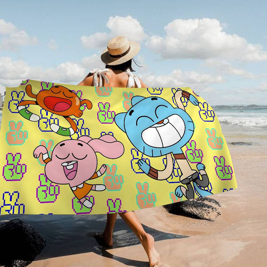 Strandtuch Gumball Anime Motiv Mikrofaser Saugfähig und Schnelltrocknend, Multicolour, 30 x 30 cm - Bild 1