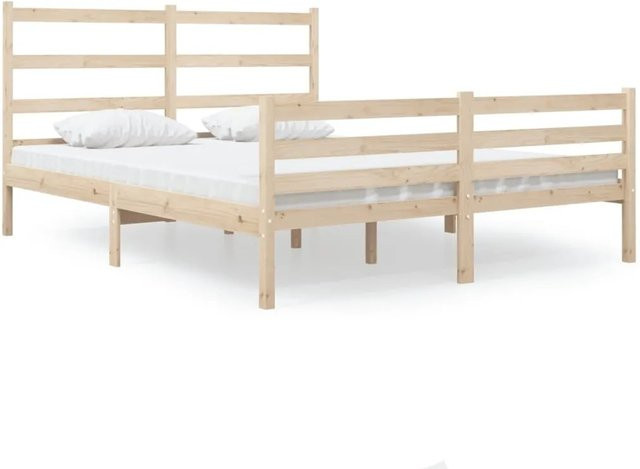 vidaXL Massivholzbett aus Kiefernholz in Braun, Rustikaler Stil, B/T/H: 120 x 190 cm - Bild 1