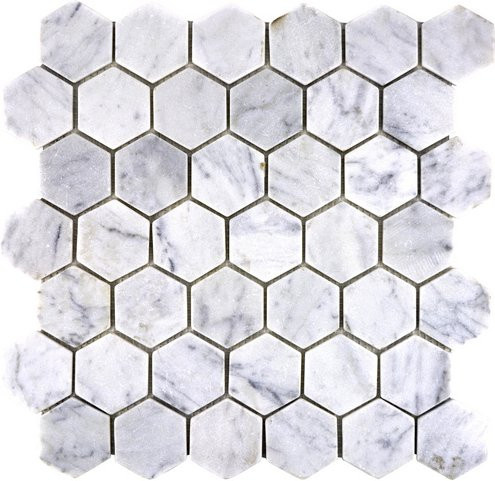 HuH Mosaik Mosaikfliese Hainan in Weiss mit Marmoroptik als Wandbelag oder Bodenbelag, B/L: 30,5 x 29,8 cm - Bild 1
